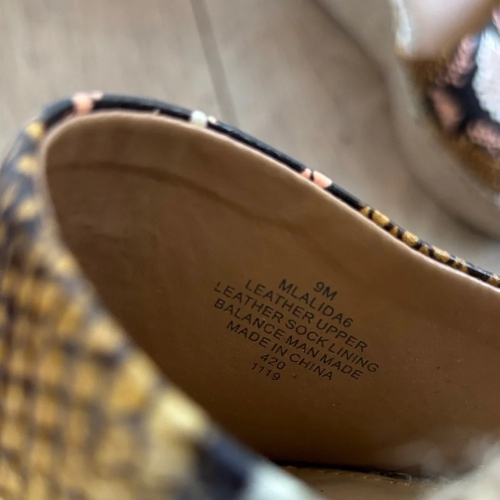 Marc Fisher Leather Snakeskin Alida Espadrille Wedge Sandal sz 9